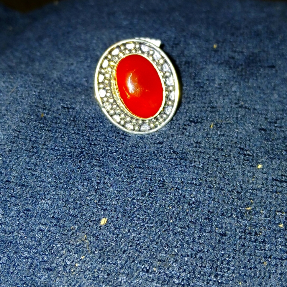Red onyx ring Sterling silver